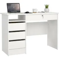 Dmora Schreibtisch Eliane 109,3x48,5x75,6h cm Weiß 3 Schubladen