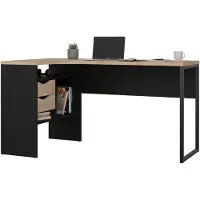 Dmora Schreibtisch Patience 145.1x81x76.8h cm Schwarz 2 Schubladen