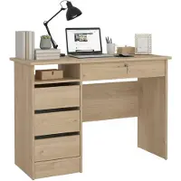 Dmora Scrivania Eliane, Scrittoio multiuso, Tisch\ per ufficio porta PC, Platte\ di lavoro, 109x49 h76 cm, Rovere