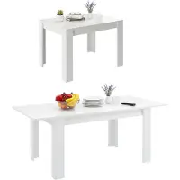 Dmora Ausziehbarer Tisch Takumi, Küchenkonsole, Esstisch mit Verlängerung, Ausziehbares Küchenregal, Italy, 137x90 h79 cm, Glänzendes Weiß