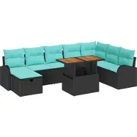 Syfax Garten-Sofa-Set 9 stk. Schwarz Poly-Rattan
