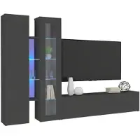 Dmora Wohnzimmermöbel Dimitri, 100% Italy, cm 280x30h180, Anthrazit