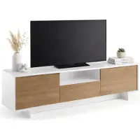 Dmora TV-Ständer Darrighin, TV-Ständer für das Wohnzimmer, niedriges Wohnzimmer-Sideboard mit 2 Türen und 1 Schublade, 100 % Italy, 170 x 42 x 48 cm, Weiß und Eiche