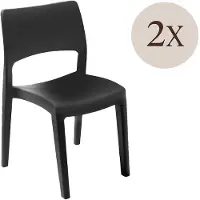 Dmora 2er-Set Gartenstühle Zircone, Gartensitz, Für drinnen und draußen, Stapelbar, Italy, 50x51 h82 cm, Anthrazit
