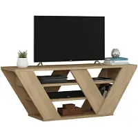 Dmora Fernsehschrank Dpellegr, Ständer für Wohnzimmerfernseher, Niedriges Wohnzimmer-Sideboard, TV-Ständerbasis, 110x30h40 cm, Eiche