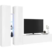 Dmora Dmor Wohnwand Grado 280x30x180h cm Weiß, 12 Regalböden, modular anpassbar