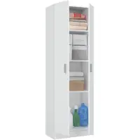 Dmora Mehrzweck-Kabinett Dmarra, Beistellschrank mit 2 Türen, Schuhregal mit 3 Ablagen, Modernes hohes Schuhregal, 59x37h180 cm, Weiß