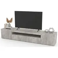 Dmora Fernsehschrank Dfirman, Niedriges Sideboard für Wohnzimmer mit 3 Türen, Sockel für TV-Möbel, 100 % Italy, cm 200x40h37, Zement