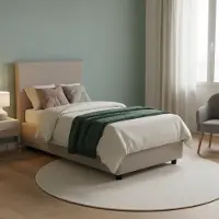 Talamo Italia Einzelbett Bruna, Containerbett mit Stoffbespannung, 100% Italy, Frontöffnung, passend für Matratze Cm 80x190, Turteltaube