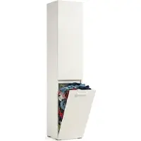 Dmora Mehrzweck-Kleiderschrank mit 2 Türen Agapanto, Wäscheschrank mit 2 Türen, Badezimmersäule mit Wäschekorb, 100 % Italy, 45 x 37 x 195 cm, Weiß