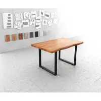DELIFE Esstisch Edge 140x90 XL Akazie Natur Metall Schmal schwarz Live-Edge
