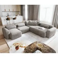 DELIFE Wohnlandschaft Freestyle Pure 360x290 cm Strukturstoff Soft Grau