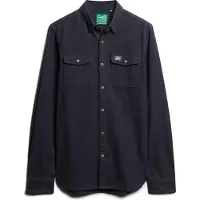 Superdry für Herren. M4010723A Flanell-Arbeitshemd navy (XXL), Lässig, Langarm, Bio-Baumwolle, Nachhaltig, Marine