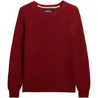 Superdry für Damen. W6110672A Entspannter Rippenstrickpullover kastanienbraun (XL), Rot, Lässig, Baumwolle