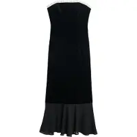 Superdry Lbd Velvet Strapless ärmelloses Langes Kleid