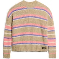 Superdry für Damen. W6110584A Beige gestreifter Pullover mit Rundhalsausschnitt (S), Lässig, Acryl