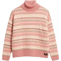Superdry für Damen. W6110617A Strickpullover mit texturiertem Streifenmuster in Beige (XS), Lässig, Wolle