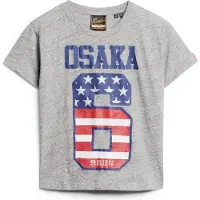 Superdry für Damen. W1011470A Osaka 6 graues T-shirt (M), Lässig, Baumwolle, Kurzarm