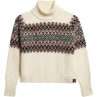 Superdry für Damen. W6110618A Rollkragenpullover mit Fairisle-Muster in Beige (XS), Lässig, Wolle