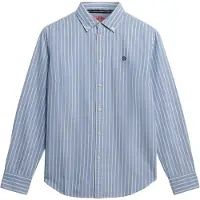 Superdry für Damen. W4010565A Schmal geschnittenes Oxford-Hemd blau (L), Lässig, Baumwolle, Klassisch, Langarm