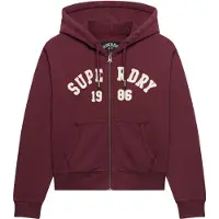 Superdry für Damen. W2012712A Kapuzensweatshirt mit Reißverschluss Relaxed Crop bordeauxrot (XS), Lässig, Baumwolle
