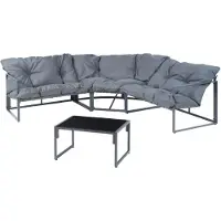 Casa.pro Loungeset 'Karg' Sofa mit Couchtisch Kissen Dunkelgrau