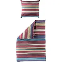Bierbaum Mako Satin Bettwäsche 135x200cm 2 tlg. Multicolor Streifen Bordeaux Petrol Creme