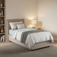 Talamo Italia Einzelbett Carola, Containerbett mit Stoffbespannung, 100% Italy, Seitliche–ffnung, inklusive Matratze Cm 80x190, Turteltaube