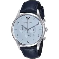 Giorgio Armani Herren Armbanduhr ar1889 Quarz Analog Marineblau mit Lederarmband 42 mm