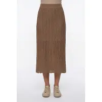 Rich & royal Strickrock , Damen, Gr. XL, braun, Strick, Obermaterial: 100% Baumwolle, unifarben, regular fit lang, Röcke Strickrock, Regular fit mit elastischem Bund
