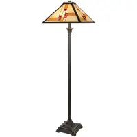 Casa Padrino Luxus Tiffany Stehleuchte Schwarz / Mehrfarbig 50 x 50 x H. 156 cm - Handgefertigt aus 64 Teilen
