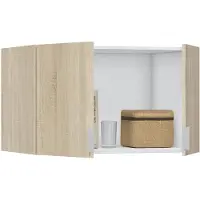 Dmora Mehrzweckschrank 2 Türen Carre 80x49h cm Braun Eiche, ein Regal, ein Fach