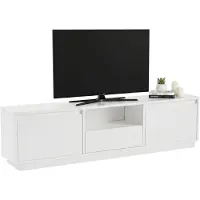 Dmora Fernsehschrank Lovere, Ständer für Wohnzimmerfernseher, Niedriges Wohnzimmer-Sideboard, TV-Ständerbasis, 160x30 h42 cm, Weiß