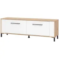 Dmora TV-Schrank Nazzaro 157x40x52 cm Braun Eiche, Klappe mit Regal
