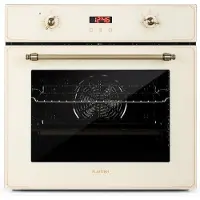 Klarstein Elizabeth - Elektrischer Einbaubackofen, Retro-Design, 49L, , Autark, Umluft / Ober- / Unterhitze / Grill, 2200 Watt, 50 - 250 °C, Drehregler und Türgriff in Messingoptik, creme