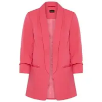 Laura scott Longblazer , Damen, Gr. 44, pink (hellrot), Web, Obermaterial: 90% Polyester, 10% Elasthan. Futter: 100% Polyester, figurbetont hüftbedeckend, Blazer Longblazer, mit gerafften Ärmeln