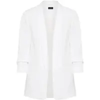 Laura scott Longblazer , Damen, Gr. 42, weiß, Web, Obermaterial: 90% Polyester, 10% Elasthan. Futter: 100% Polyester, figurbetont hüftbedeckend, Blazer Longblazer, mit gerafften Ärmeln