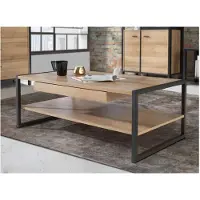 Forte Couchtisch HIGH ROCK 110 x 60 cm Riviera Eiche Optik / Schwarz