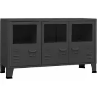 vidaXL Industrial Sideboard Anthrazit 105x35x62 cm Metall und Glas