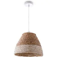 Paco Home Pendelleuchte "Basto", weiß (beige, natur), 1, Ø 25cm H: 24,5cm, Leuchten, Deckenlampe LED Wohnzimmer Und Schlafzimmer, Gras, Deko E27, Pendelleuchte