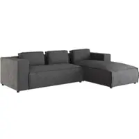 S-Style Möbel - Modernes Ecksofa Bello aus Grau Cord mit Ottomane rechts und weichem Sitz, B/T/H: 262 cm / 176 cm / 64 cm