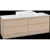 Villeroy & Boch V&B Waschtischunterschrank Wandbeleuchtung Finion 160x60,3x50,1cm, Gl. wh. m, Oak Veneer