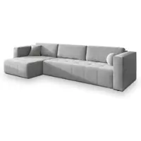 Masseno Ecksofa OLVERA mit Schlaffunktion L-Form, Sofa mit Bettkasten, Wohnzimmersofa, Couch, Soffa, Bettsofa, Couchgarnitur- Hellgrau, PAROS 05