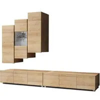 AX Living Anbauwand Wohnzimmer Kossana 11 – 300cm Breite Goldene Eiche