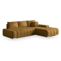 Masseno Ecksofa ALESE R-S mit Schlaffunktion L-Form, Sofa mit Bettkasten, Wohnzimmersofa, Couch, Soffa, Bettsofa, Couchgarnitur- Gelb, MONOLITH 48