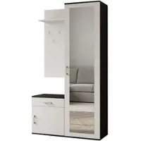 AX Living Garderobe mit Spiegel Magnola – 100cm Breit, Schwarz & Weiß