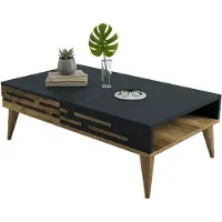 Dmora Wohnzimmertisch Dpiacent, Niedriger Wohnzimmertisch, Kaffeeregal, Couchtisch für Sofa, 105x35h60 cm, Walnuss und Anthrazit