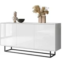 Lookway SIDEBOARD SANAYI auf schwarzem Gestell, Hochglanz Weiß