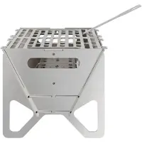 vidaXL Camping Feuerstelle 42 x 22 x 18 cm Edelstahl Silber