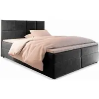 Masseno Boxspringbett LENA 160x200 cm Komplett-Set mit Bonell Matratze und Topper, Polsterbett mit Bettkästen -Grau, KRONOS 15